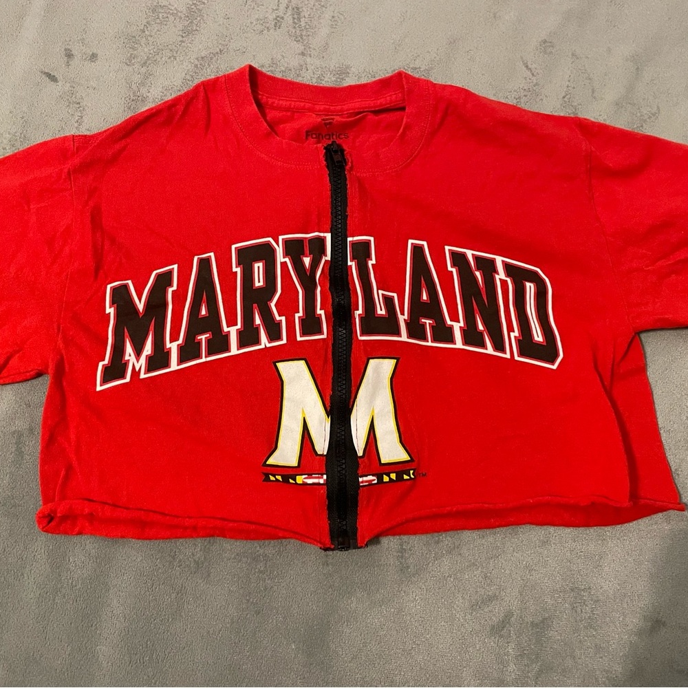 University of Maryland Cropped Zip Up Top